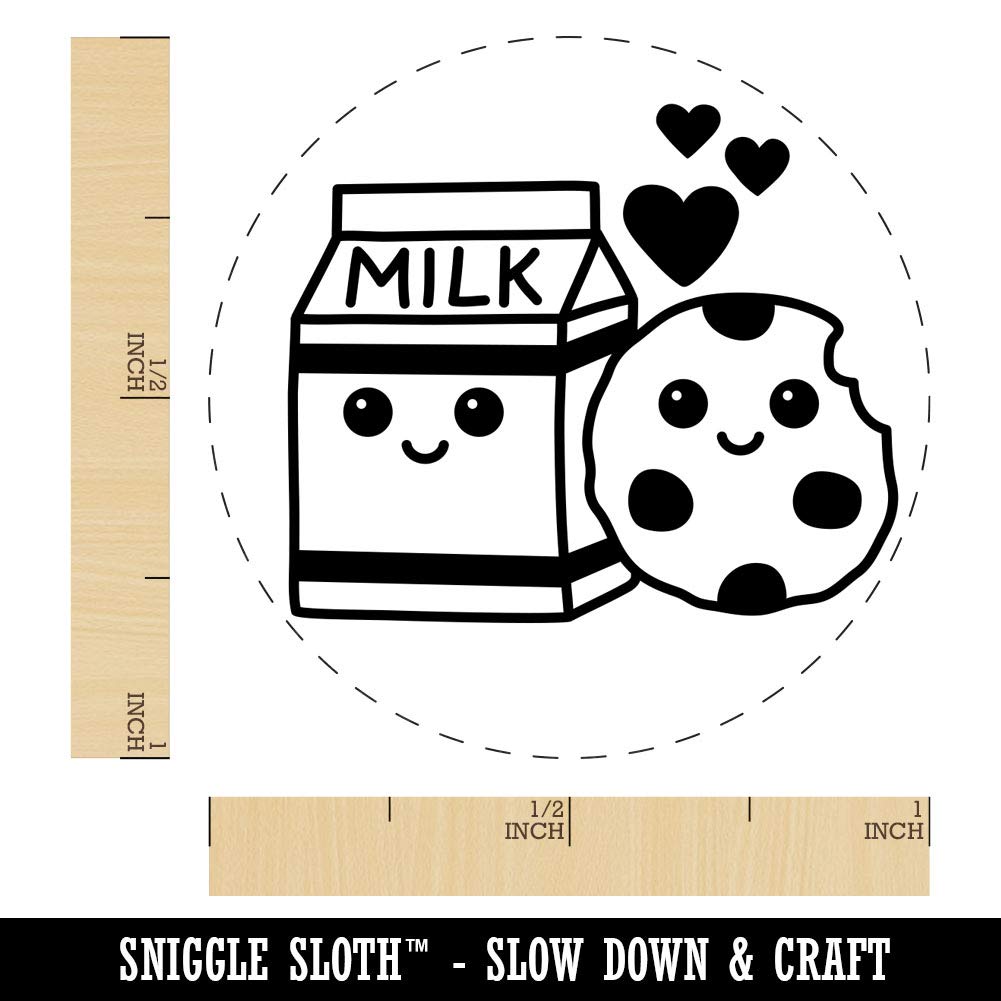 Best Friends Love Rubber Stamp - Cute Milk and Cookies Design for DIY Crafting, Scrapbooking & Planner Decoration (1 Inch Medium) - Perfect for Greeting Cards, Journals, and Gift Wrapping