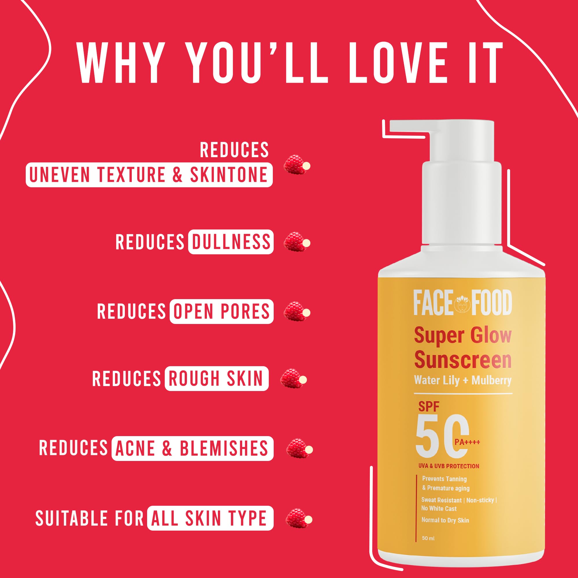 Organic Super Glow Moisturizer with SPF 50 PA++++ | Oil-Free Face Sunscreen for Oily, Normal & Combination Skin | UV & Blue Light Protection | Lightweight, No White Cast | 50g | Perfect for Daily Sun Protection & Anti-Aging Skincare Routine