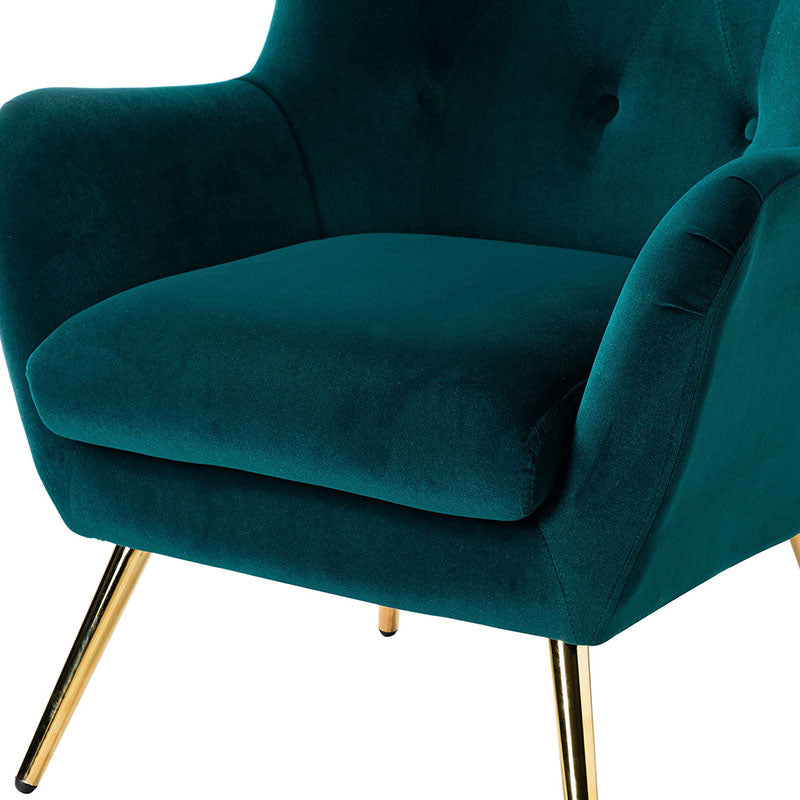 Luxury Isabelle Wingback Velvet Upholstered Armchair - High Back Accent Chair with Sturdy Metal Legs for Living Room, Bedroom & Office Decor