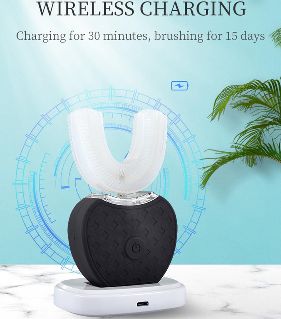 U-Shaped Electric Toothbrush for Adults - 360° Ultrasonic Teeth Whitening Toothbrush with Wireless Charging & LED Light - IPX7 Waterproof - Perfect for Travel, Home Use and Oral Care Gifts