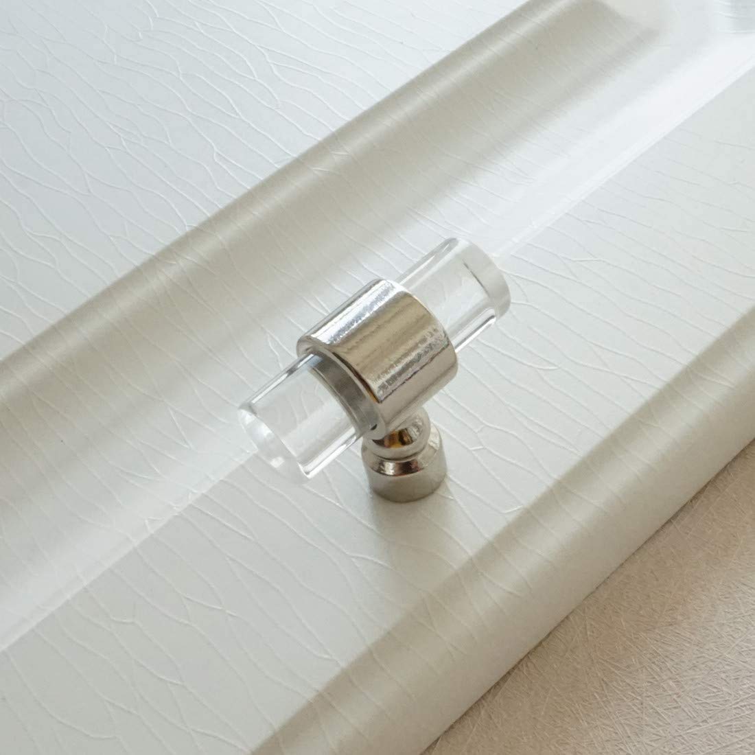 LBFEEL Clear Crystal Drawer Knob - Silver Dresser Handle for Kitchen Cabinets (1-Pack) - Perfect for Home & Office Decor