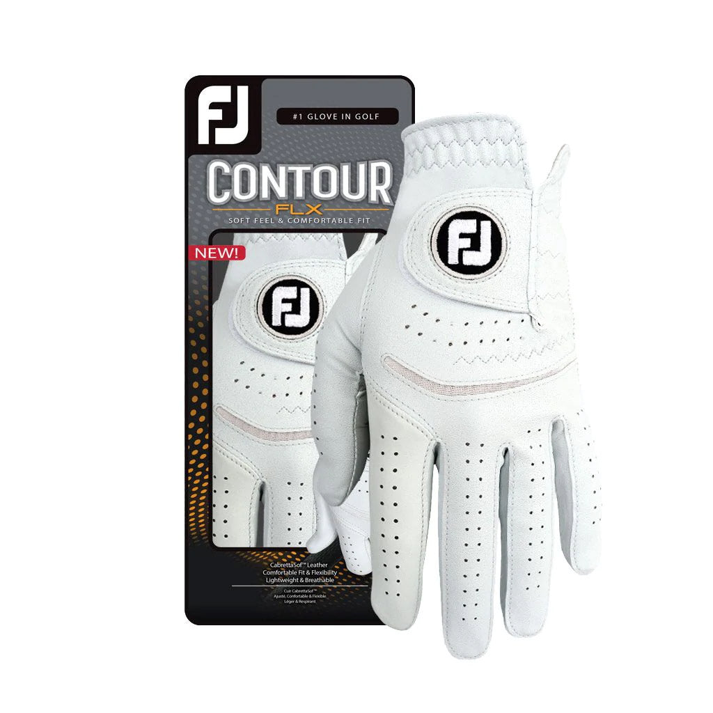 FootJoy Contour FLX Women's Left Hand Golf Glove - Regular Fit, White - Perfect for Enhanced Grip & Comfort on the Golf Course