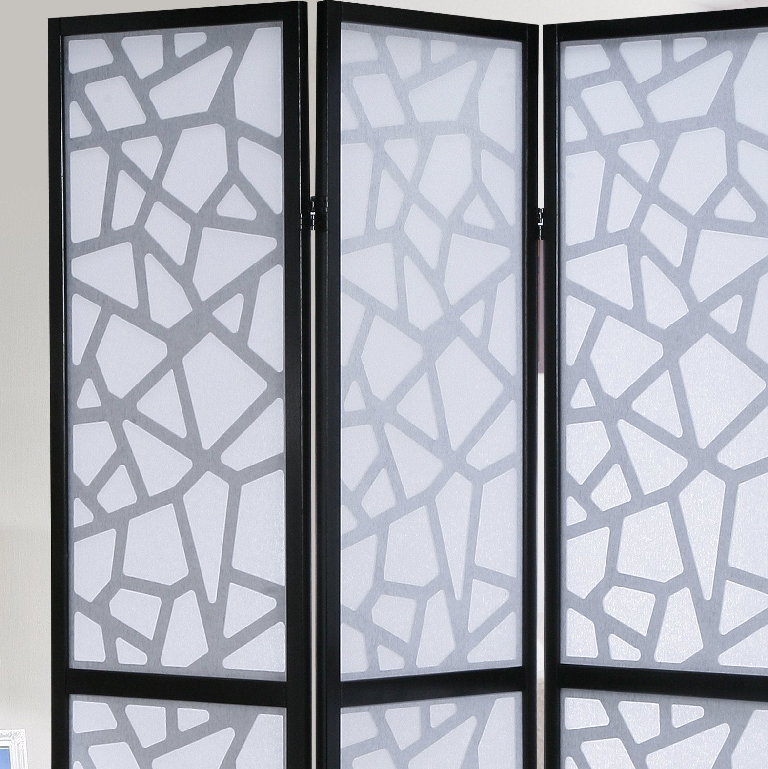 Roundhill Furniture Giyano 4-Panel Room Divider Screen - Black Privacy Partition for Home, Office & Studio - Perfect for Creating Separate Spaces in Living Rooms, Bedrooms or Workspaces