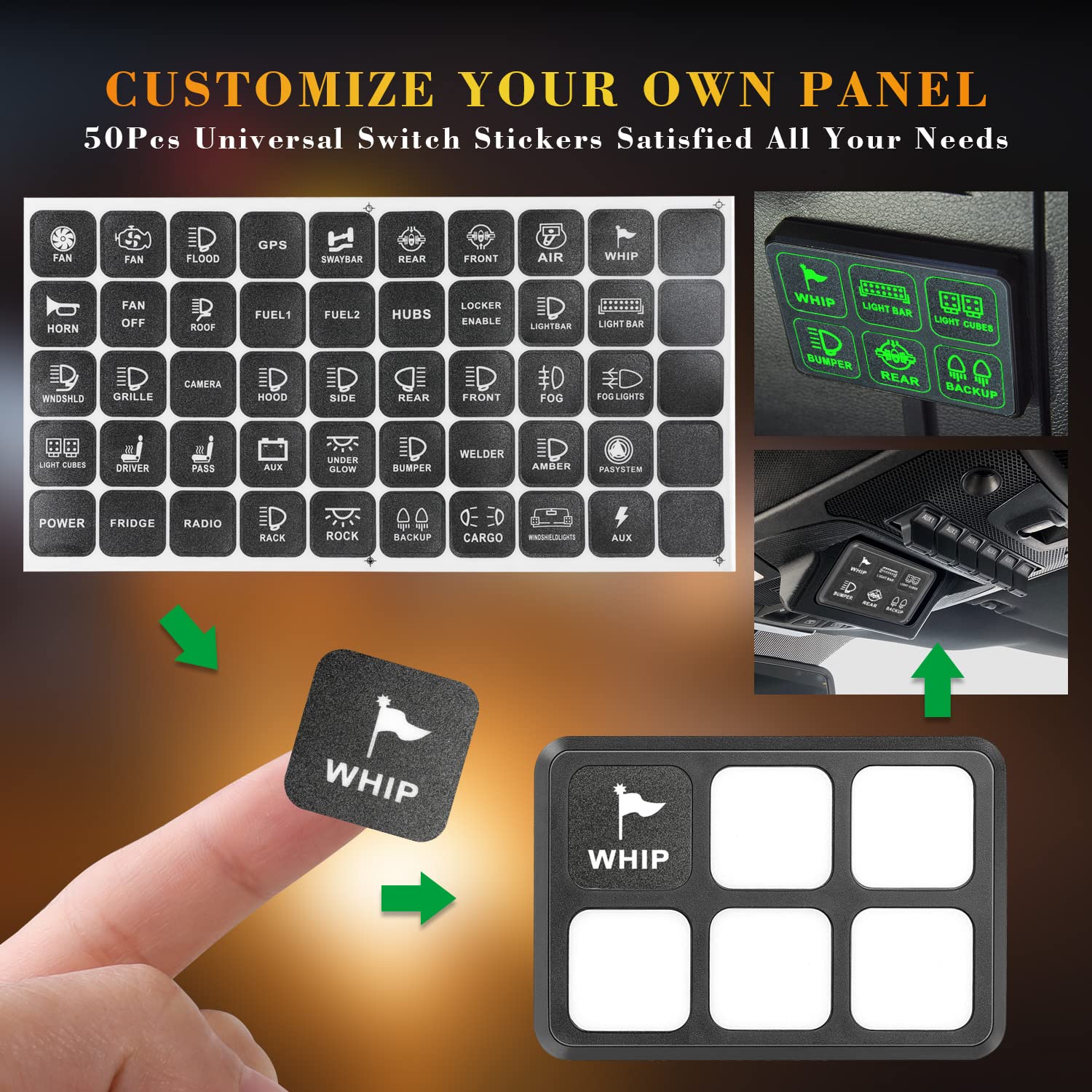 6 Gang Switch Panel - Universal Automotive Circuit Control Box with Relay System & LED Touch Buttons for Trucks, Boats, ATV, UTV, SUV, Camper - Easy On/Off Control for Off-Road, Marine & RV Lighting Accessories