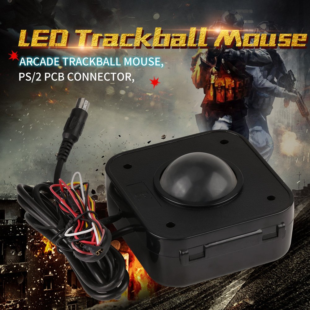 Bewinner LED Trackball Mouse for PC - 4.5cm Illuminated Round Ball with PS/2 Connector - Perfect for Arcade Games, CAD Design & Office Work