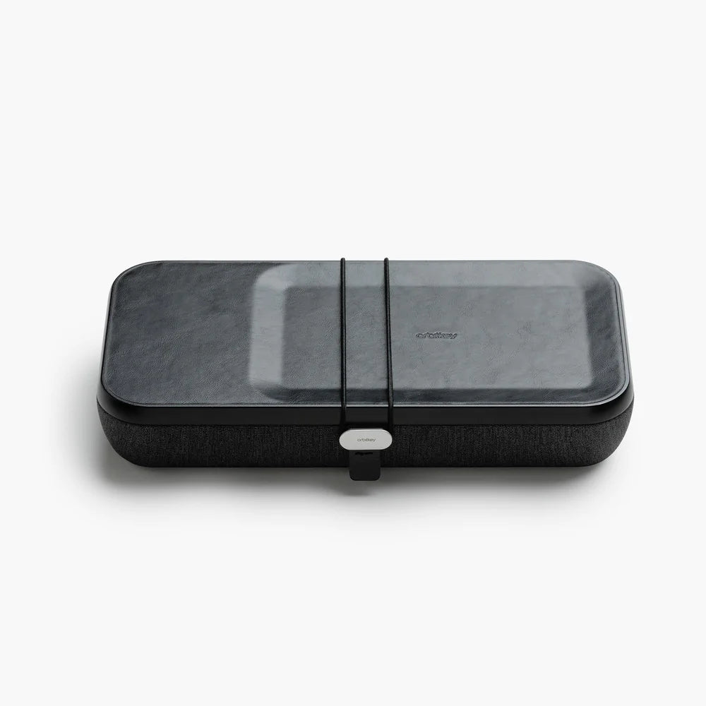 Orbitkey Nest Organizer & Wireless Charger - Premium Leather Desk Organizer with Qi Wireless Charging Pad - Perfect for Home Office, Workspace & Travel Accessories