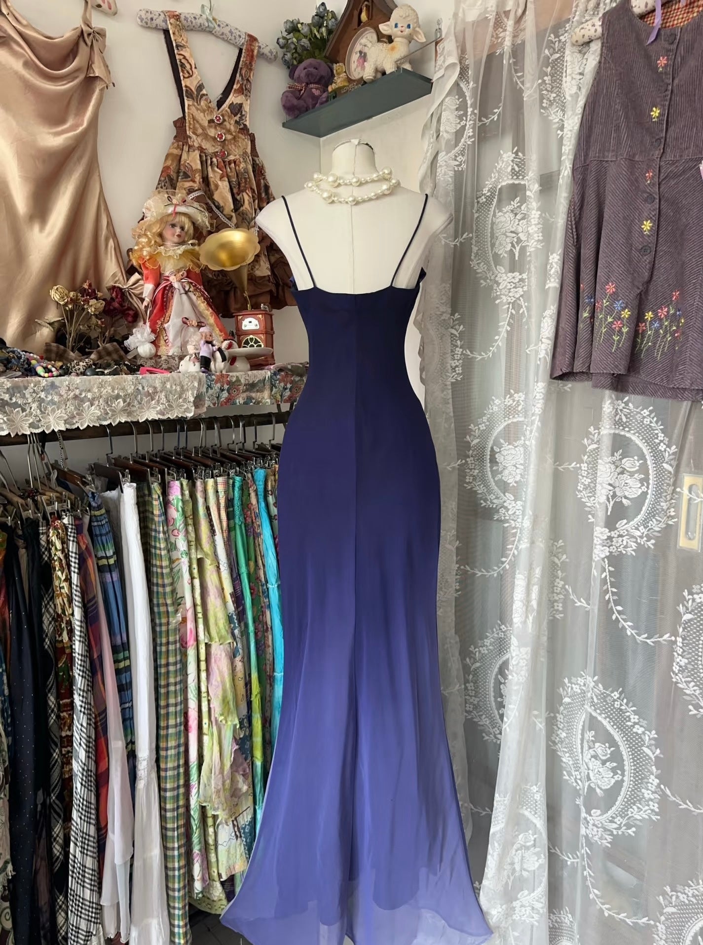 Elegant Navy Blue Gradient Long Mermaid Prom Dress - Vintage Evening Gown J5025 for Formal Dances, Weddings & Special Occasions
