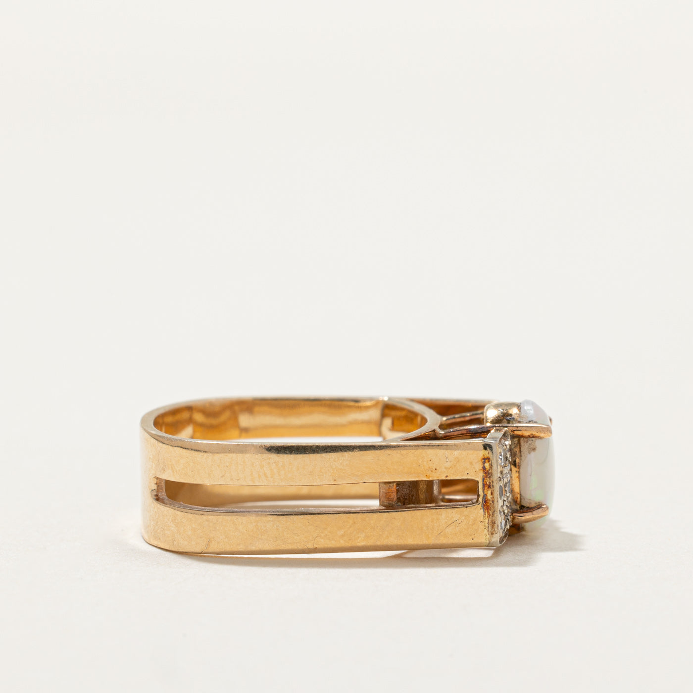 Exquisite Opal & Diamond Cocktail Ring - 0.50ct Opal with 0.21ctw Diamond Accents | Size 6 | Perfect for Evening Parties, Weddings & Special Occasions