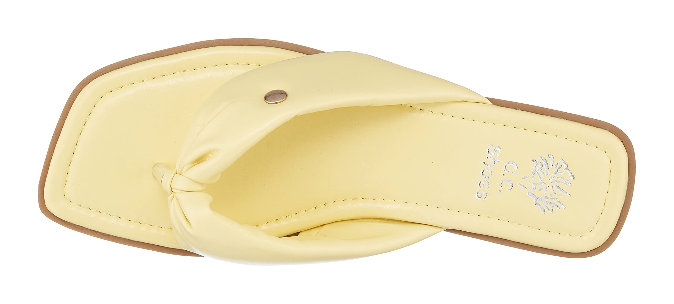 Women's Faux Leather Flat Sandals - Slip On Summer Slides with Single Knot Band & Knotted Cross Design - Comfortable Padded Thong Sandals for Beach, Vacation and Casual Outings