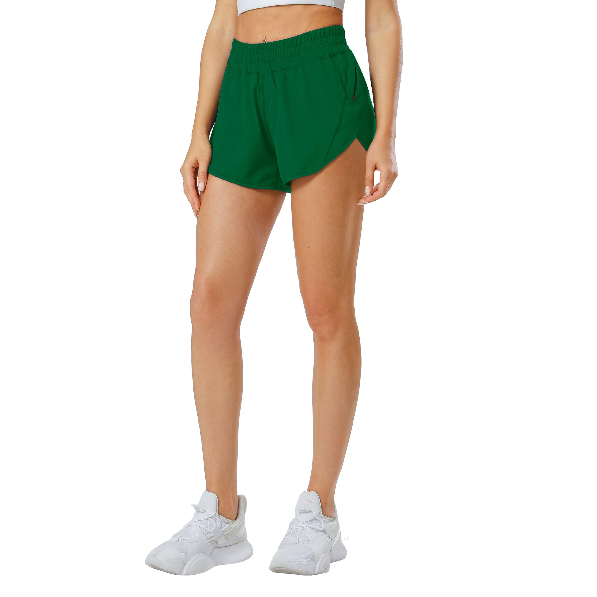 Aurefin Women's Quick Dry Athletic Shorts - Elastic Waist Running Shorts with Zip Pockets for Workout, Sports & Active Lifestyle | Perfect for Gym, Jogging & Outdoor Activities