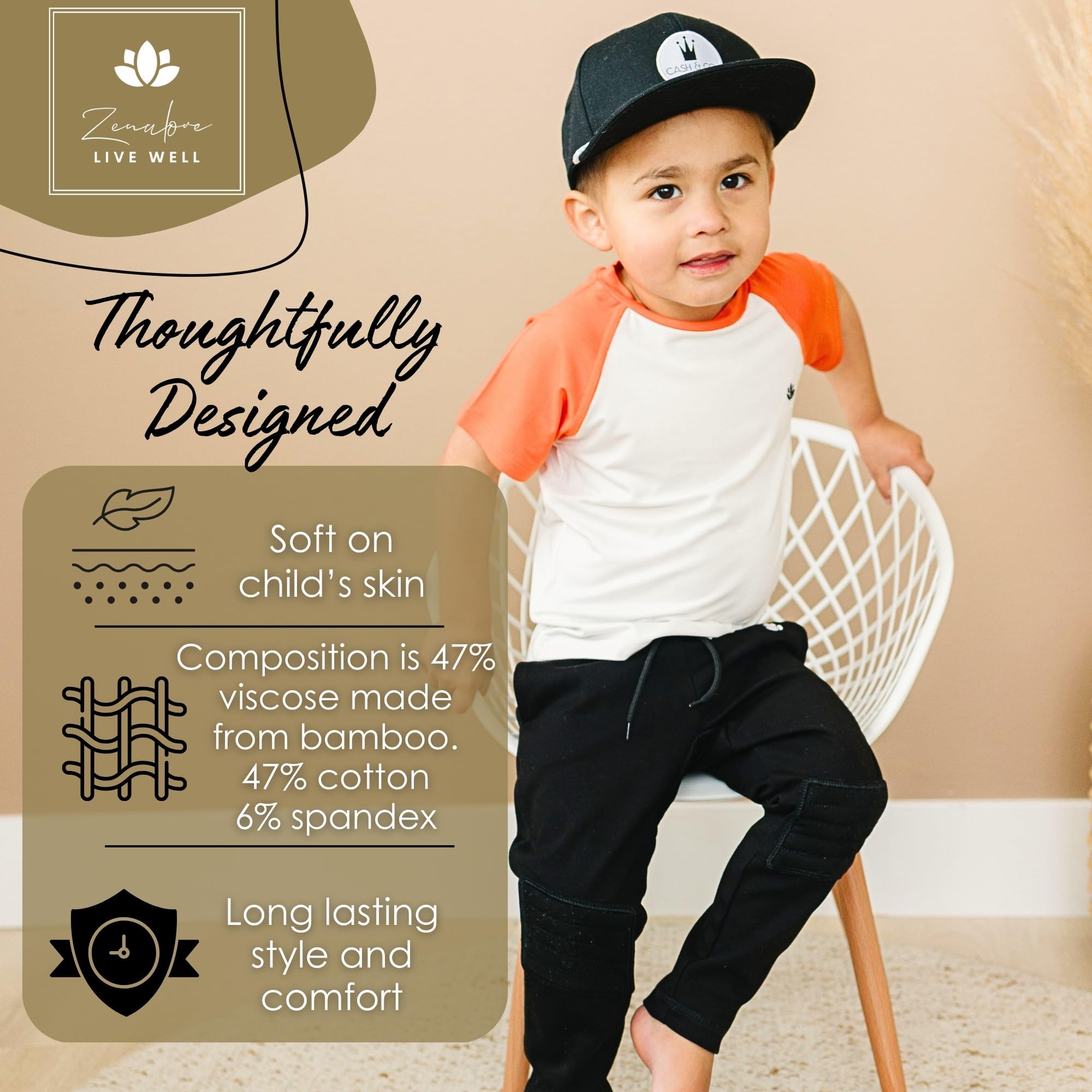 Soft Viscose Baby Pants with Knee Pads for Toddlers 2T-5T - Breathable & Comfortable Boys & Girls Crawling Pants for Playtime, Daycare & Outdoor Activities