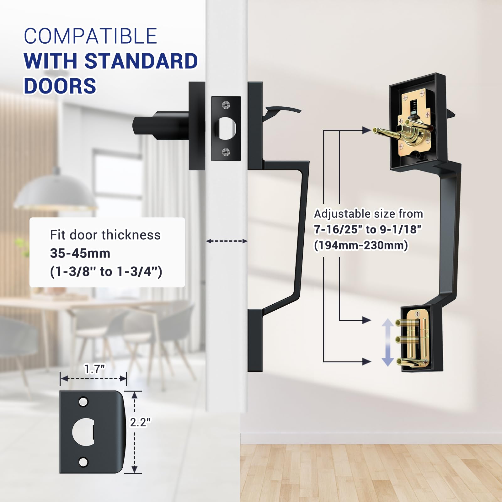 Ohuhu Heavy Duty Matte Black Front Door Handle Set - Single Cylinder Reversible Lever, Zinc Alloy Exterior Entry Door Lock - Compatible with Mechanical, Electronic & Smart Deadbolts - Perfect for Homes, Apartments & Office Buildings