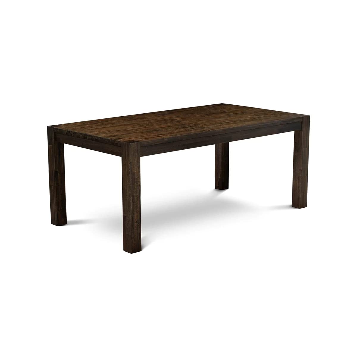 East West Furniture LMVE5-77-21 5-Piece Rustic Wood Dining Table Set with 4 Blue Linen Upholstered Chairs, 40x72 Inch Jacobean Finish - Perfect for Farmhouse Kitchens, Small Dining Rooms & Cozy Breakfast Nooks