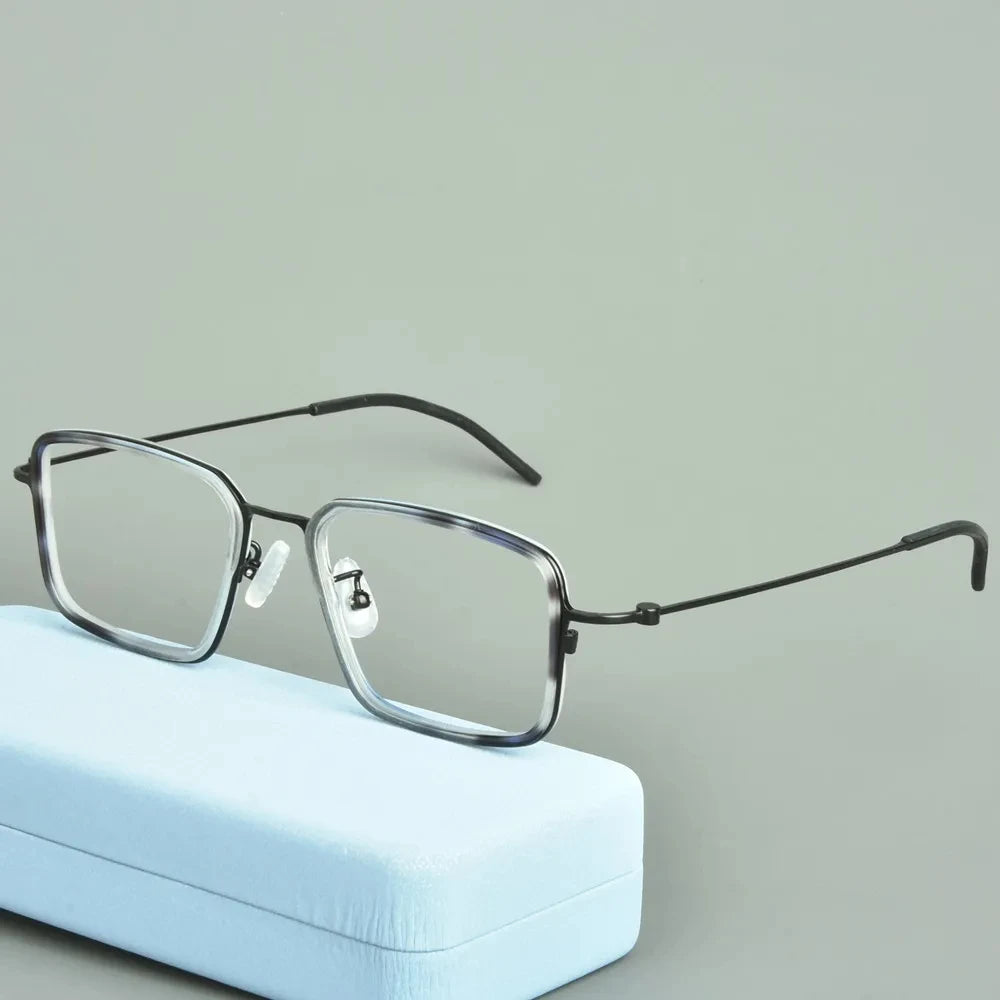 Aimee Unisex Full Rim Big Square Titanium Acetate Eyeglasses 942501 - Lightweight & Durable Frame for Men & Women - Perfect for Reading, Working & Fashion Accessories