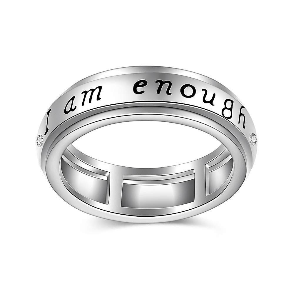 Sterling Silver Anxiety Fidget Ring for Women & Men - Spinner Worry Ring for Stress Relief, Size 6-10 - Perfect for Focus, Meditation and Daily Anxiety Relief