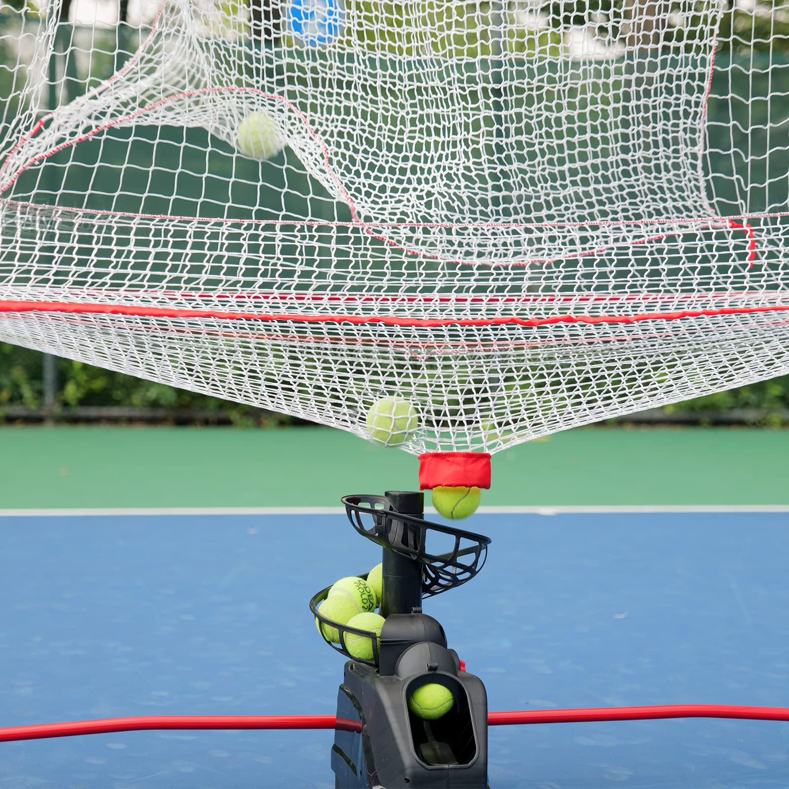 6802NT 2-in-1 Tennis & Baseball Pitching Machine with Net Combo | Ball Recycling System | Includes 6802BH & NT01 | Perfect for Backyard Practice & Team Training