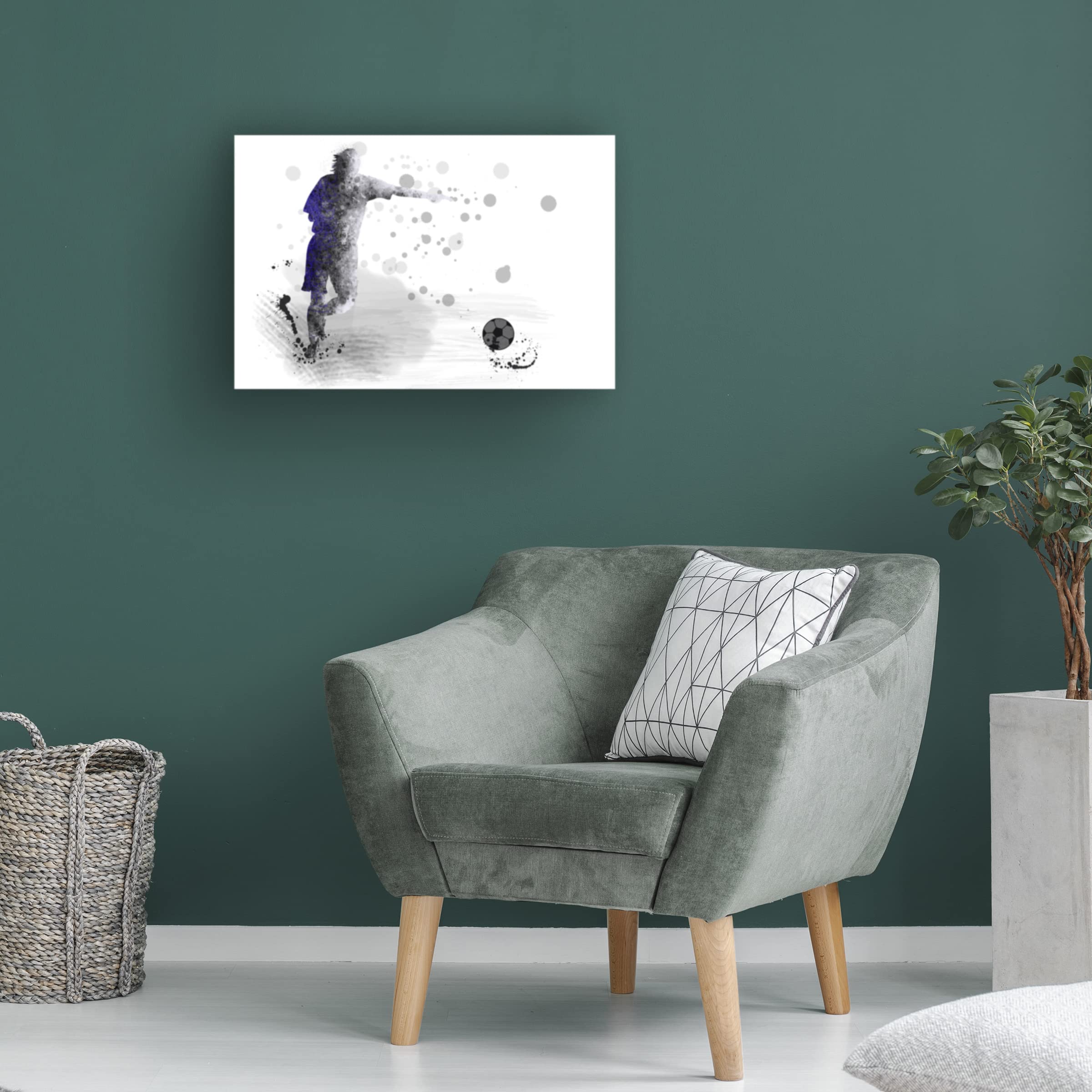 Trademark Fine Art 'Soccer Player 10' by Marlene Watson - 16x24 Inch Premium Canvas Wall Art - Perfect for Sports Lovers, Game Room & Office Decor