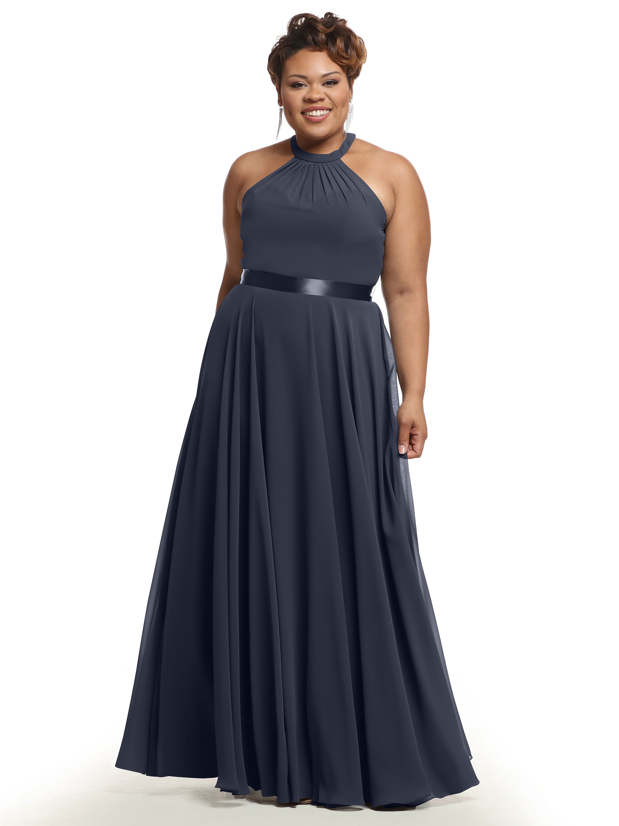 Elegant A-Line Chiffon Bridesmaid Dress with Halter Neckline - Perfect for Weddings, Formal Events & Special Occasions