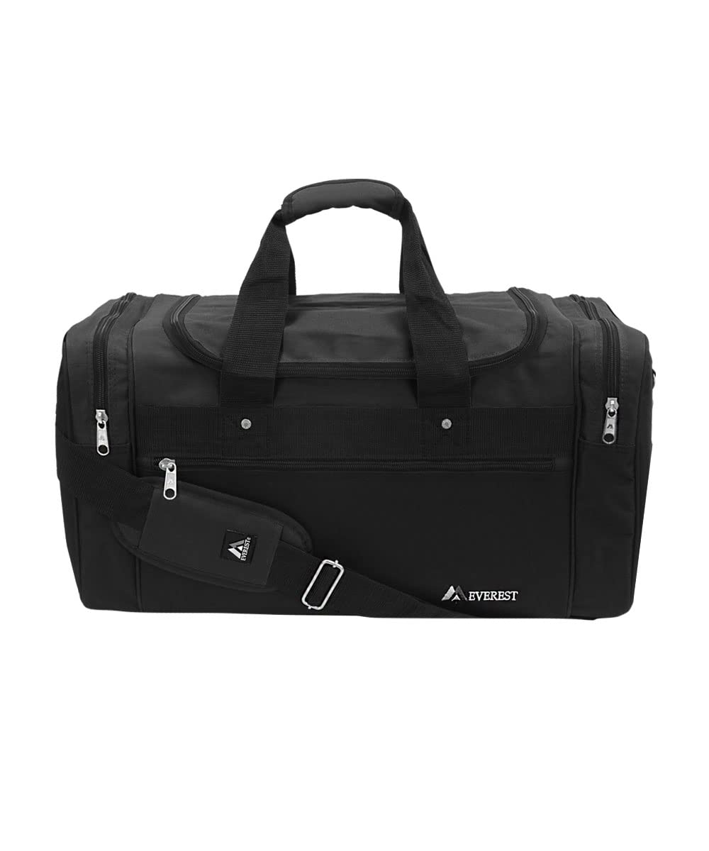 Everest Sports Duffel Bag - Large Black Gym Bag for Men & Women, Durable Travel Duffel with Shoulder Strap, Perfect for Gym, Travel, Sports & Weekend Getaways