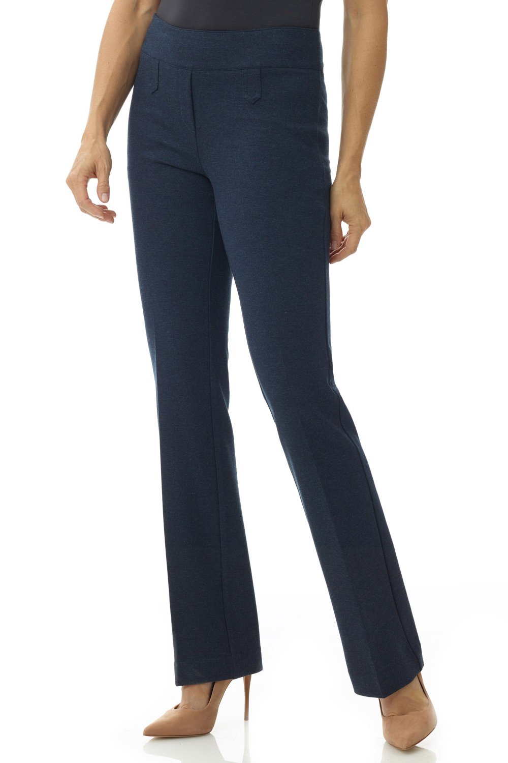 Rekucci Women's Tummy Control Bootcut Pull-On Pants - Comfortable Knit Stretch Pants for Work, Travel & Everyday Wear