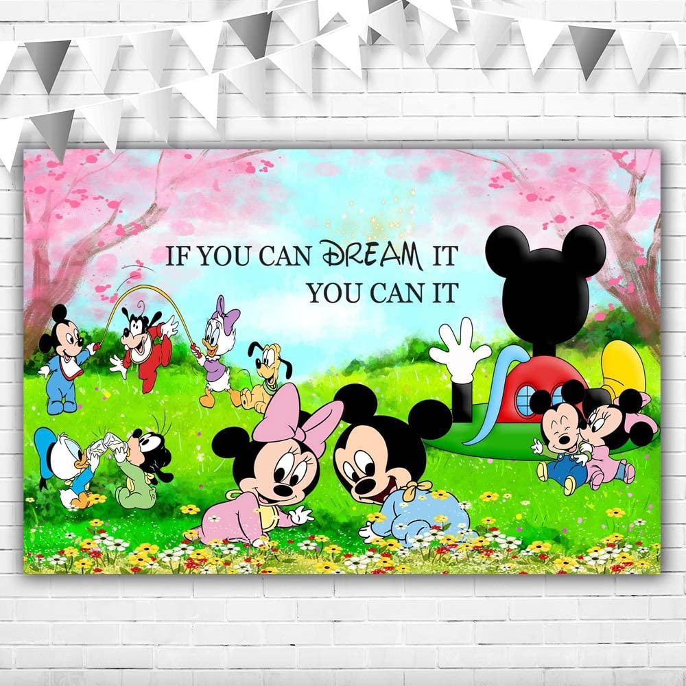 Moonlight Studio 5x3ft Mickey Mouse Backdrop for Baby Showers & Birthday Parties - Cartoon Mickey Mouse Clubhouse Theme for Kids' 1st Birthday, Half Birthday & Nursery Decor - Perfect for Photo Booths, Cake Smash & Party Backgrounds