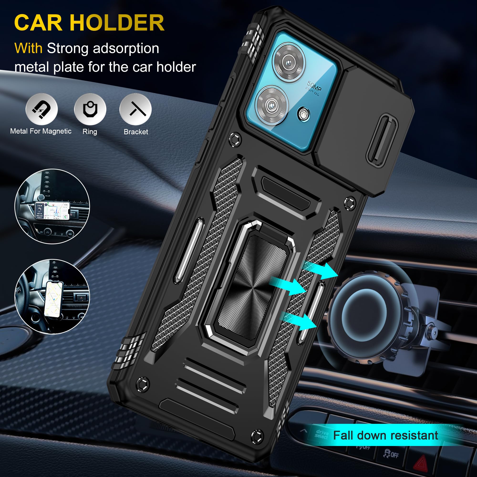 Shockproof 360° Rotating Stand Case for Motorola Edge 40 Neo - Protective Phone Cover with Kickstand | Perfect for Watching Videos, Gaming & Hands-Free Calls (Black)