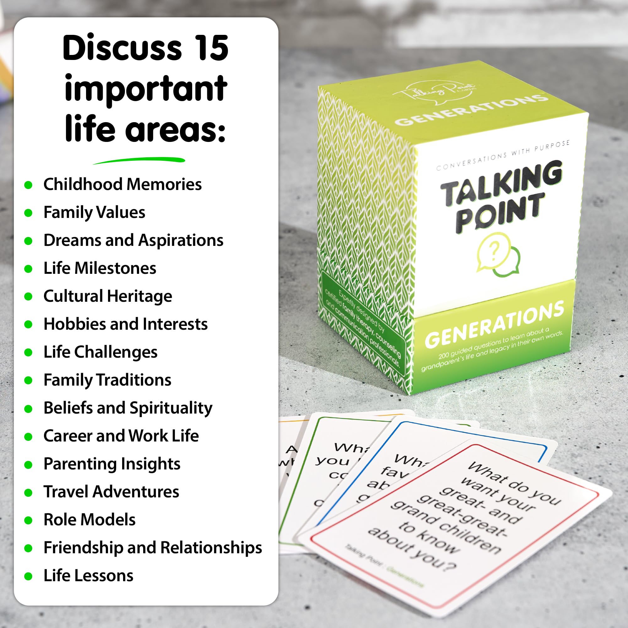 200 Intergenerational Conversation Cards - Fun Family Game Night Questions for Parents, Grandparents, Adults & Kids - Meaningful Bonding Activity for Relatives & Icebreaker - Perfect for Holidays, Reunions & Quality Time Together
