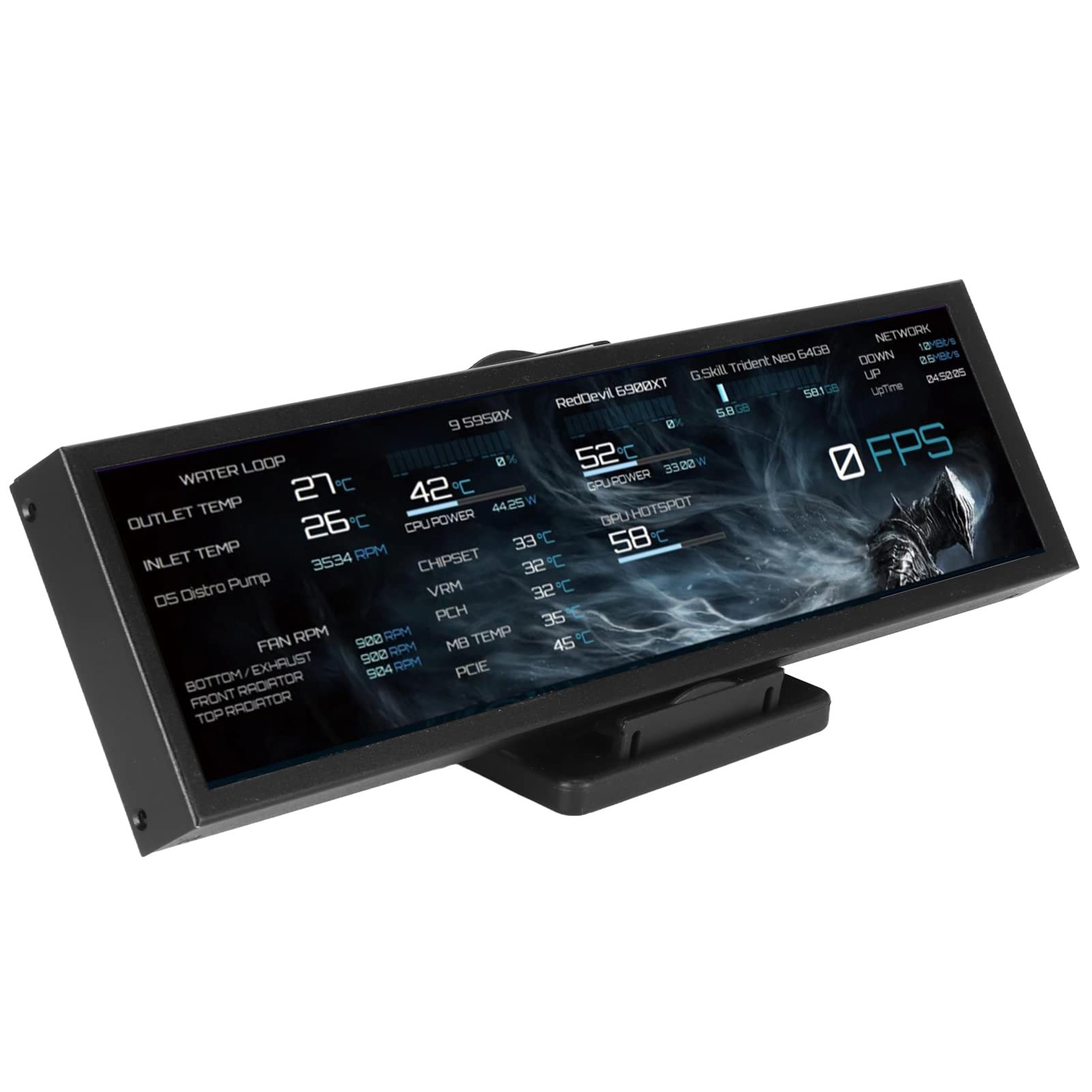 8 Inch IPS Mini USB Display 1920x480, 60Hz Computer Temperature Monitor, 360° Rotatable PC Sensor Panel Screen for Gaming PC Case Accessories - Perfect for PC Builds, Gaming Setups, and Temperature Monitoring (Black)