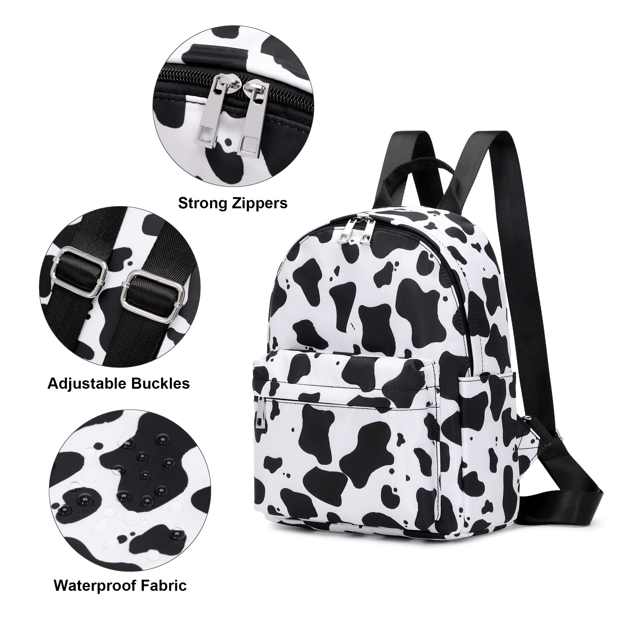 Cow Print Mini Backpack for Women & Girls - Cute Small Backpack Purse for School, Travel, Work & Daily Use | Fashionable Cowhide Design for Teens, Adults & Kids