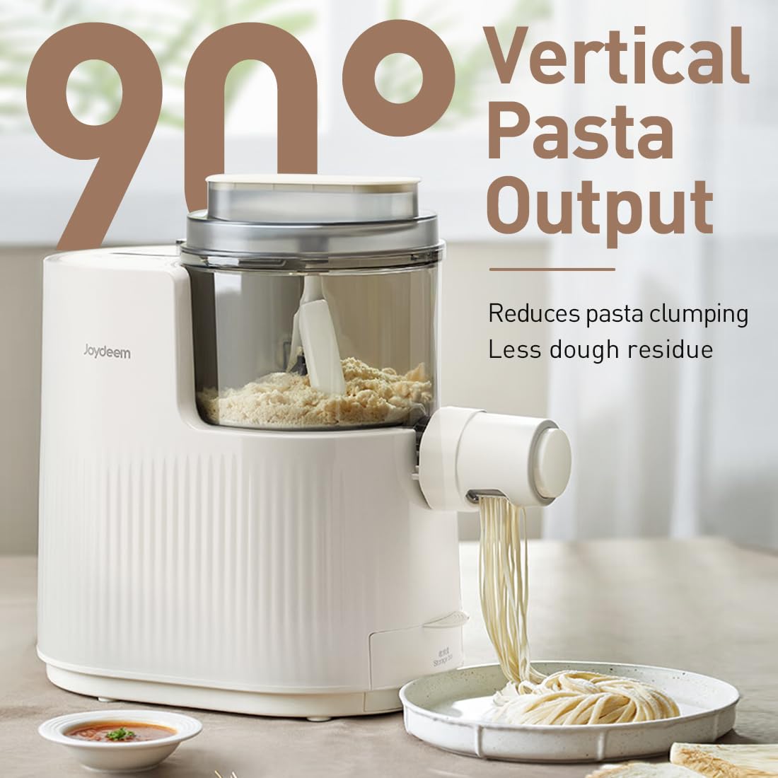 Joydeem Automatic Electric Pasta Maker Machine with Dough Function - 7 Stainless Steel Discs for Spaghetti, Fettuccine & More - 750g/26.5Oz Capacity (JD-NL21) - Perfect for Italian Cuisine, Home Cooking & Restaurant Use