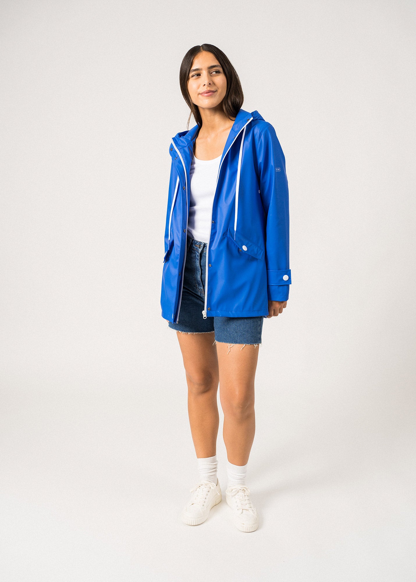 ST GAIA Women's Waterproof Rain Jacket with Hood - Lightweight Windproof Outdoor Coat for Hiking, Camping & Travel (MER BLUE)