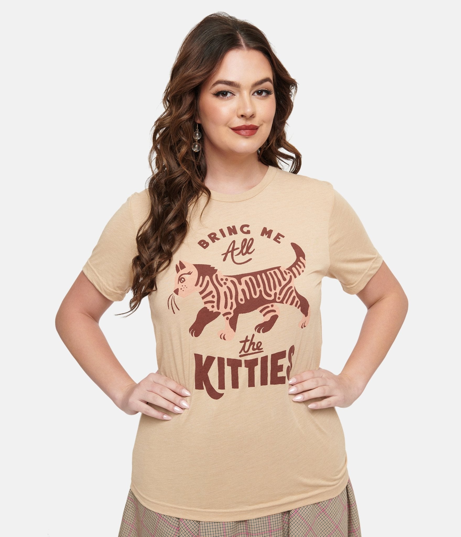 Tan 'Bring Me All The Kitties' Graphic T-Shirt - Funny Cat Lover Tee for Women & Men - Casual Wear & Gift for Cat Owners