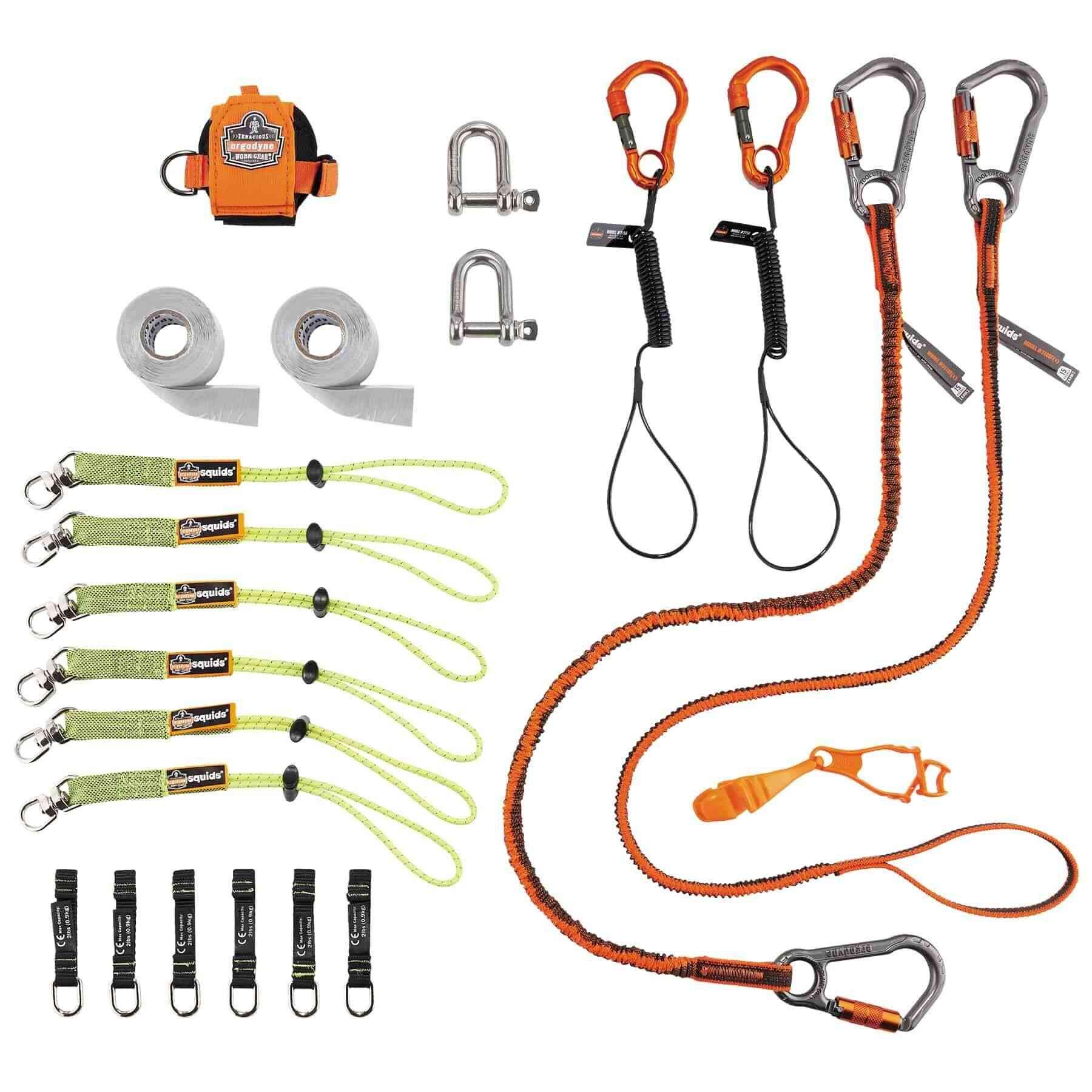 Ergodyne Squids 3187 Tool Tethering Kit for Scaffolders - Safety Tool Lanyards with Attachments for Wrenches & Mallets | Fall Protection for Construction & Roofing Work
