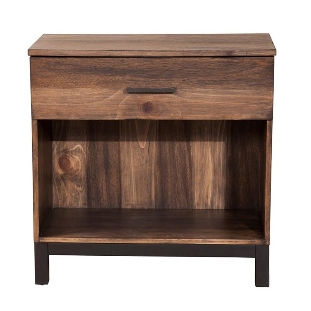 2-Piece Rustic Pine Bedroom Set with 1-Drawer Wood Nightstands - Perfect for Farmhouse & Cottage Style Bedrooms | Home Square