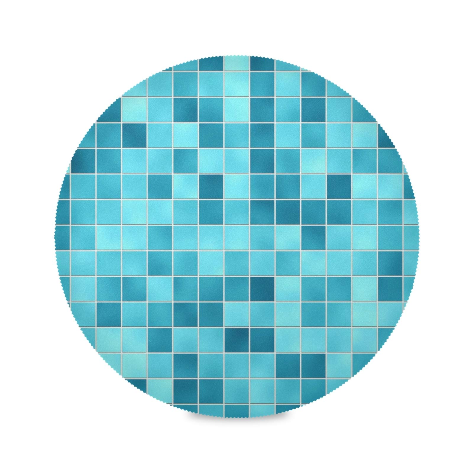 ALAZA Turquoise Teal Blue Round Placemats Set of 6 - Waterproof Non-Slip Dining Table Mats for Kitchen, Holiday Dinner & Home Decor - Perfect for Thanksgiving, Christmas & Everyday Use