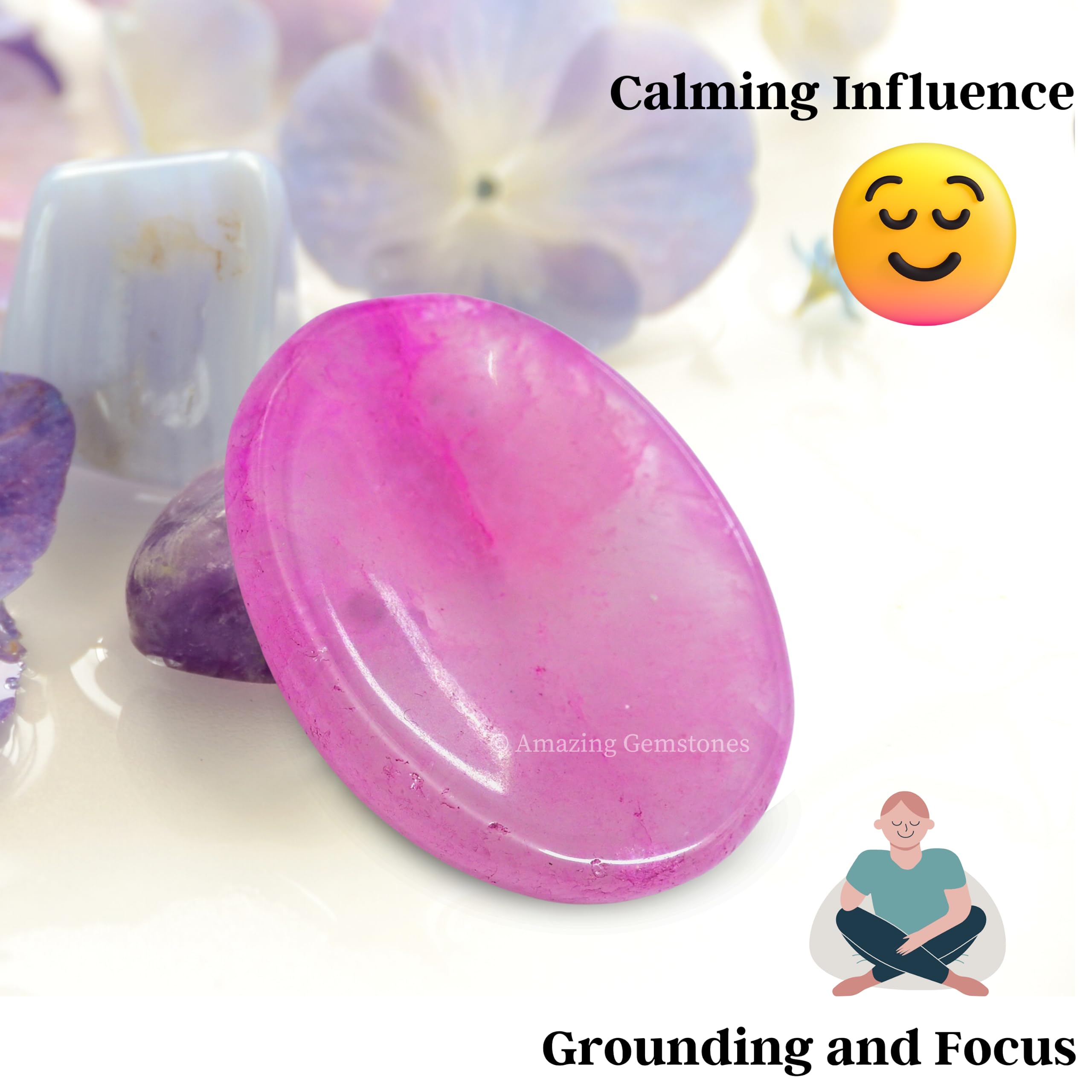Pink Onyx Worry Stone - Natural Healing Crystal for Stress Relief & Meditation - Unique Gift for Women & Men - Perfect for Relaxation, Anxiety Relief, and Mindfulness Practices