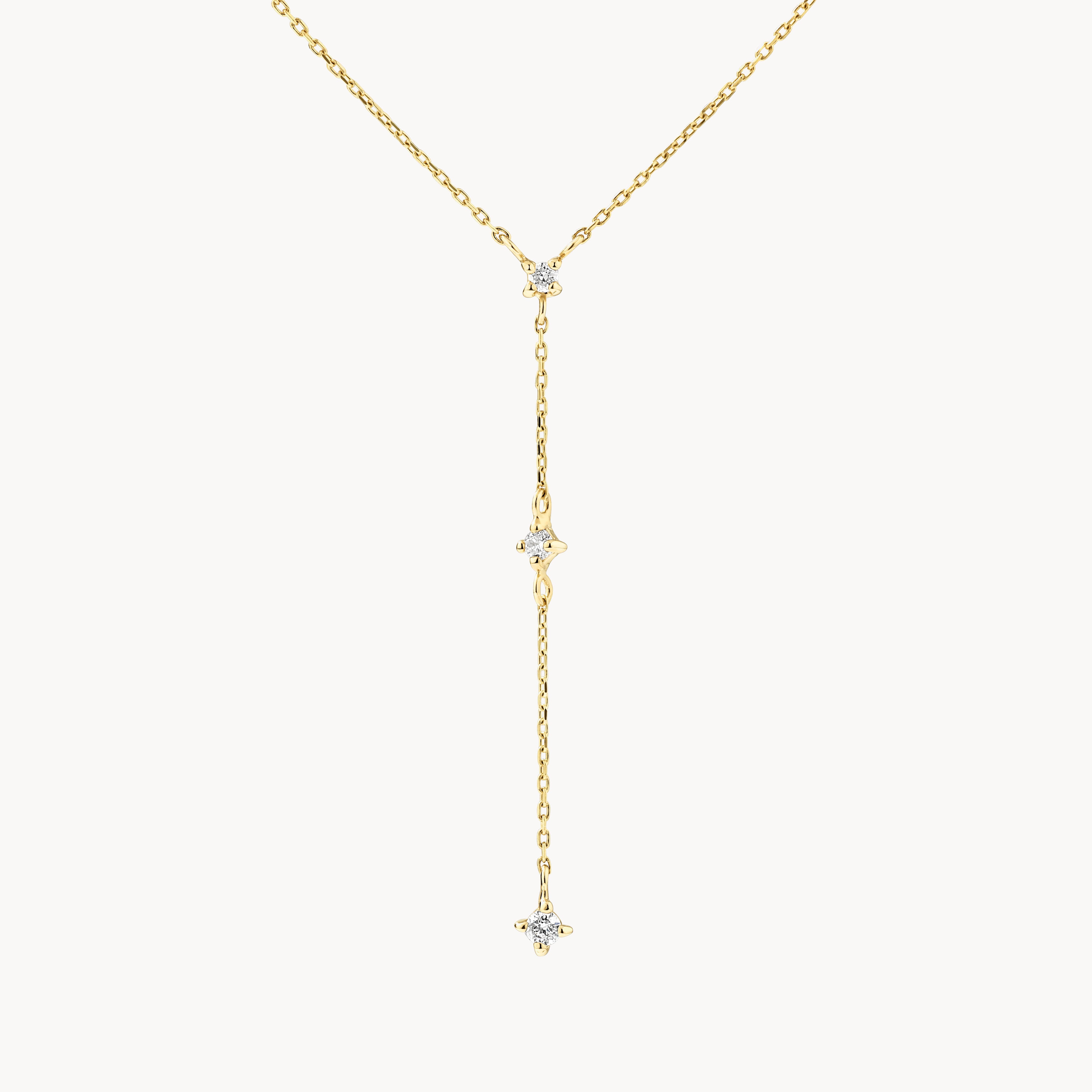10k Gold Diamond Trio Lariat Necklace - Elegant Layered Pendant for Women | Perfect for Weddings, Date Nights & Special Occasions