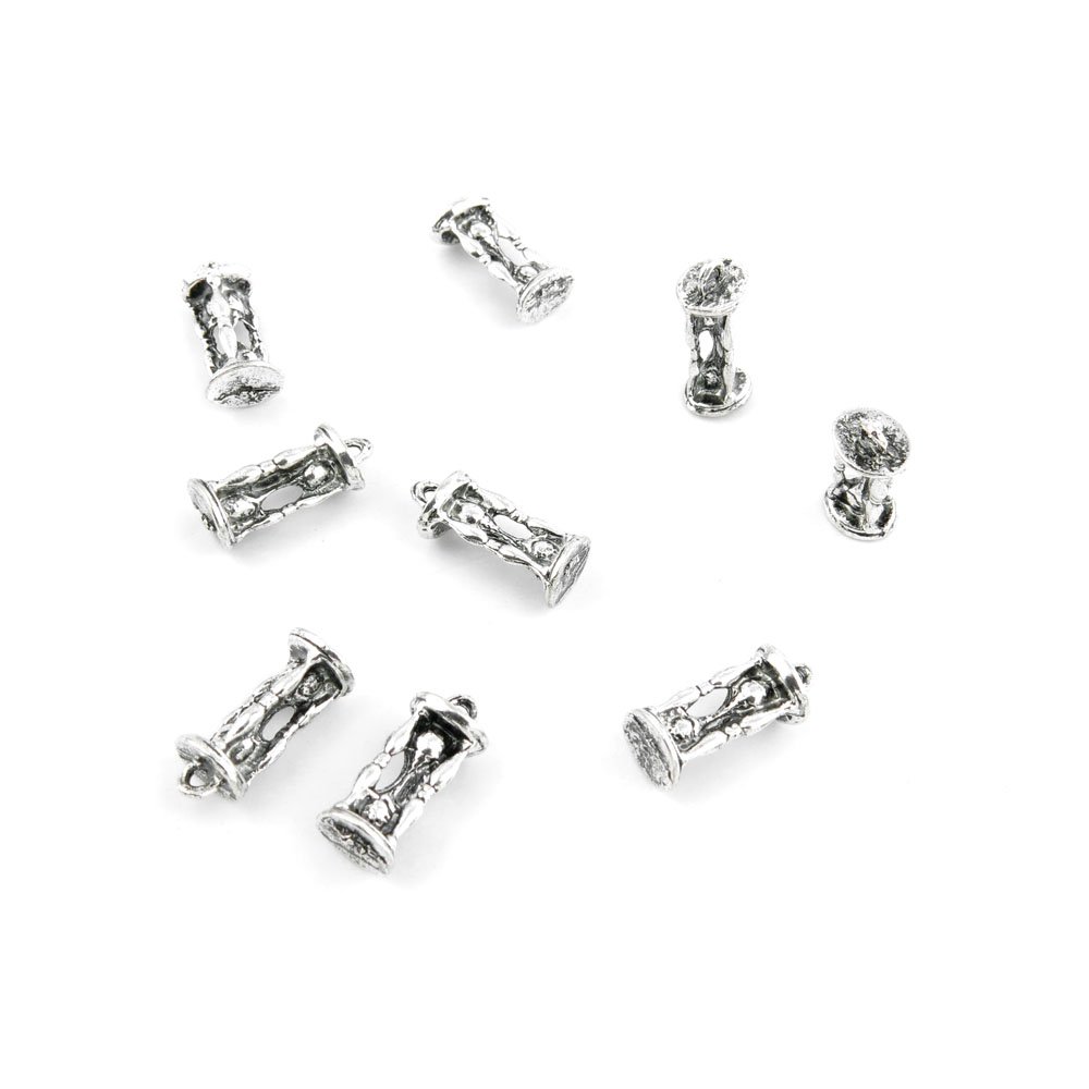 Antique Silver Tone Hourglass Charms for Jewelry Making - Bulk Wholesale Supplies (01370) - Perfect for Necklaces, Bracelets & DIY Craft Projects