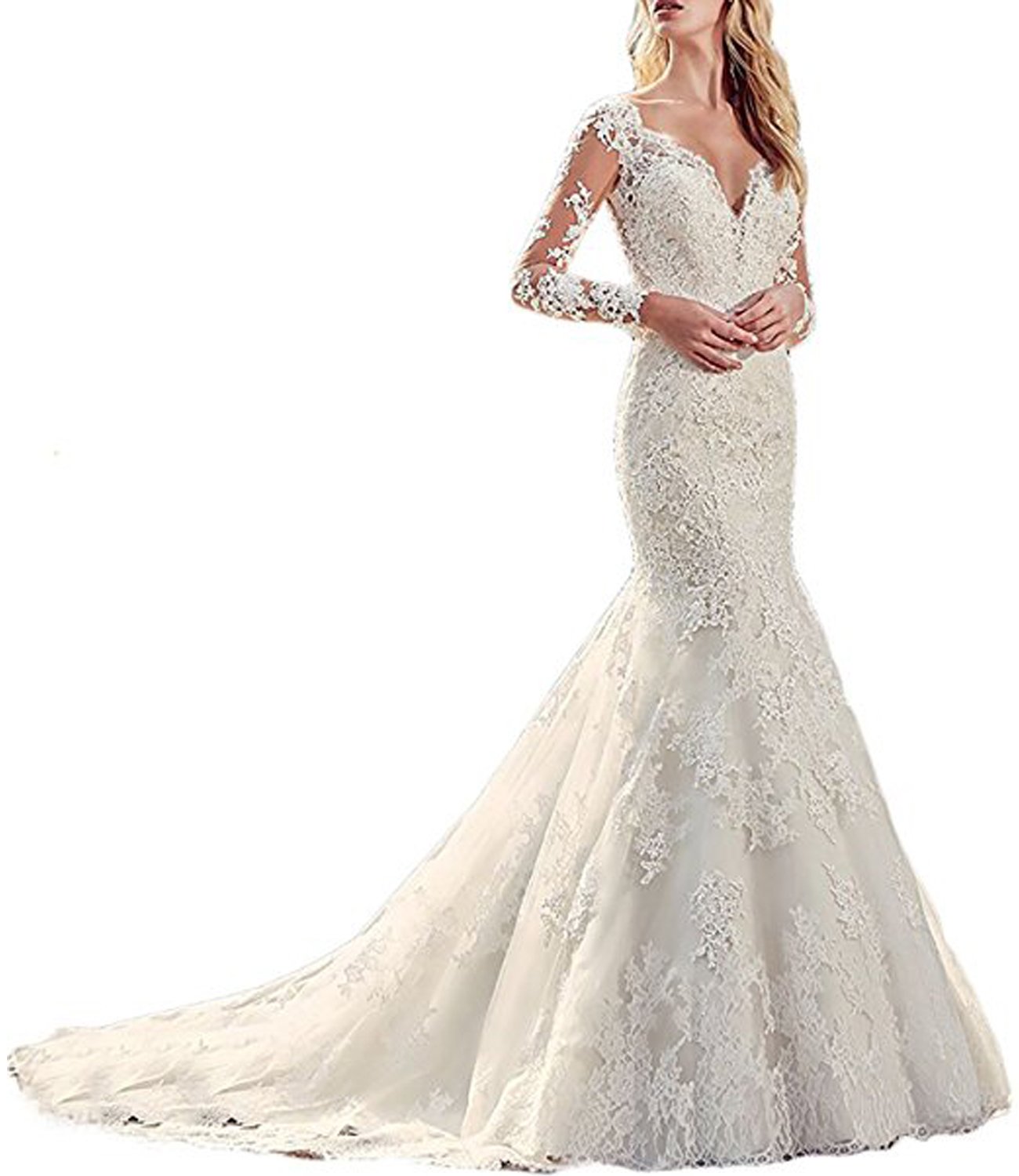 Elegant Sweetheart Beaded Lace Wedding Dress | Mermaid Bridal Gown in White | Perfect for Beach Weddings, Church Ceremonies & Formal Receptions