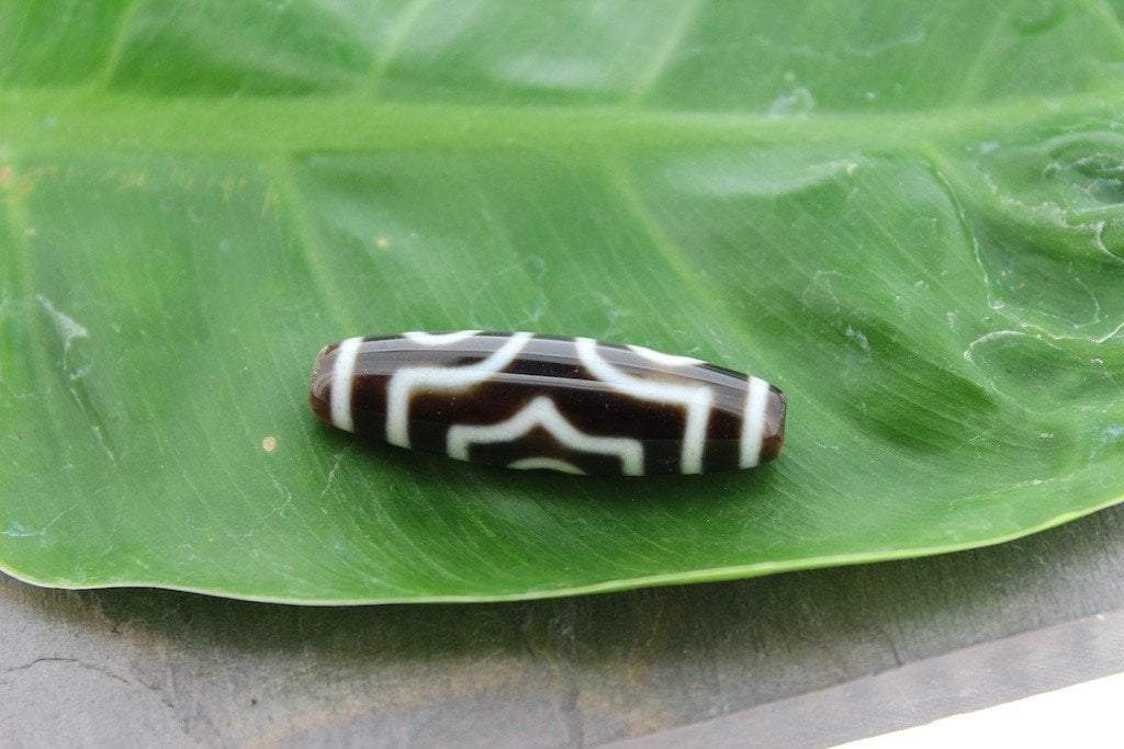Unique Handmade 3 Eye Dzi Agate Bead - Genuine Tibetan Buddhist Mala Jewelry for Meditation & Spiritual Protection