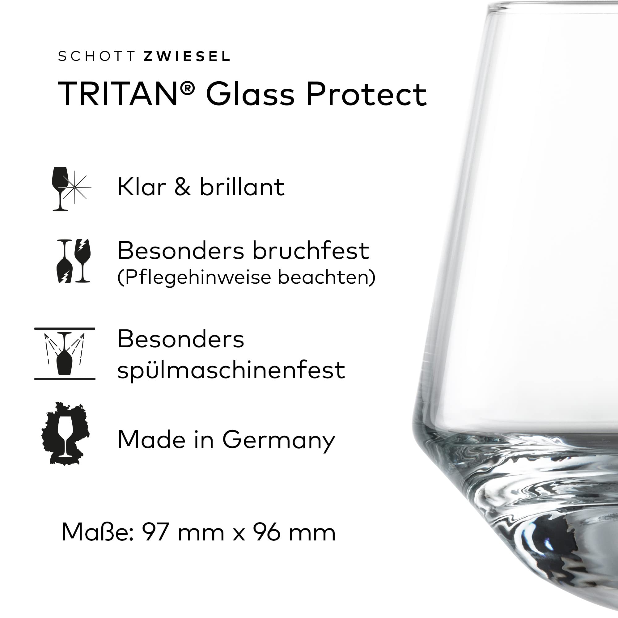 Premium Schott Zwiesel Bar Special 6-Piece Crystal Glass Set - 9.6cm Elegant Dancing Tumbler Cocktail Glasses for Whiskey, Mojito & Margarita | Perfect for Home Bars, Parties & Wedding Receptions