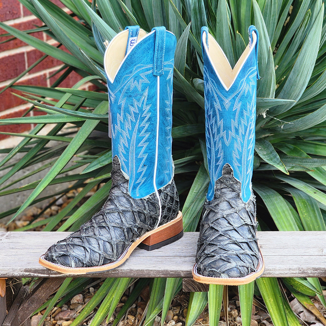 Anderson Bean Men's Rustic Grey Big Bass Boots - Western Cowboy Boots for Men, Comfortable Leather Work Boots - Perfect for Country Dancing, Rodeo & Outdoor Activities