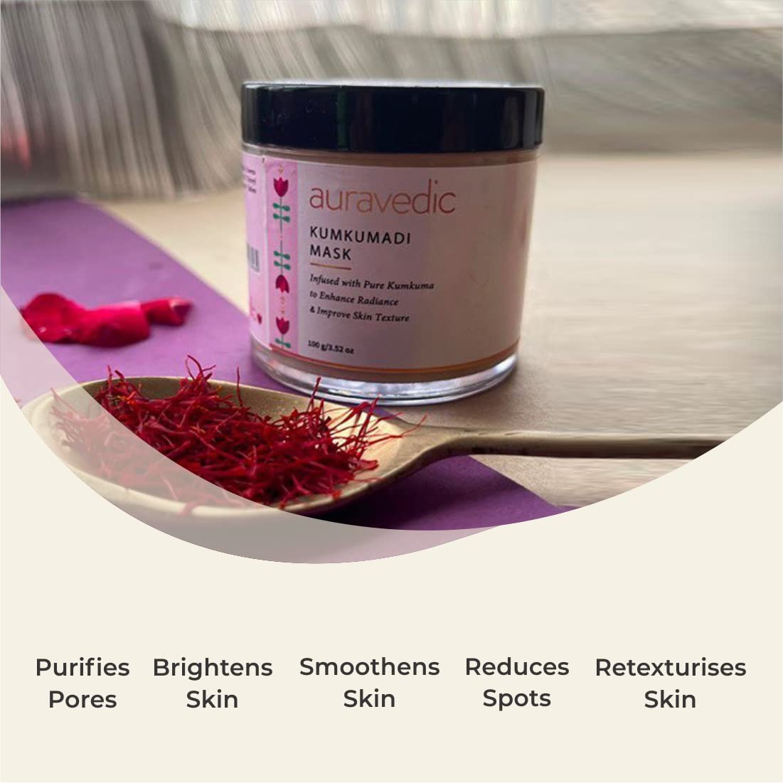 Kumkumadi Face Mask with Kumkumadi Tailam - 100g Ayurvedic Tan Removal & Detan Face Pack for Glowing Skin - Skincare for Women & Men - Perfect for Daily Use, Spa Days & Bridal Preparation