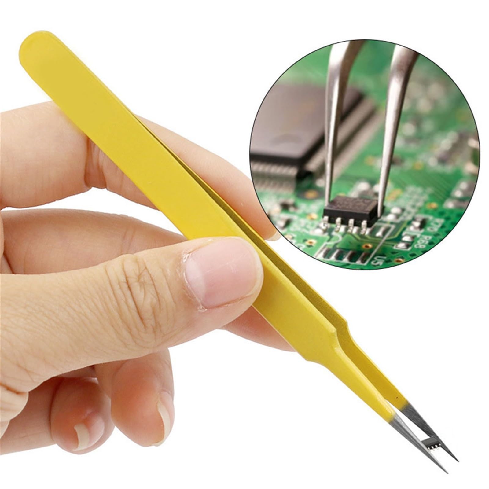 Precision Hair Removal Tweezers Set - Stainless Steel Slanted & Pointed Tweezers for Eyebrows, Splinters & Ingrown Hairs | Also Ideal for Electronics Repair, Soldering & Craft Projects | Home, Salon & DIY Use
