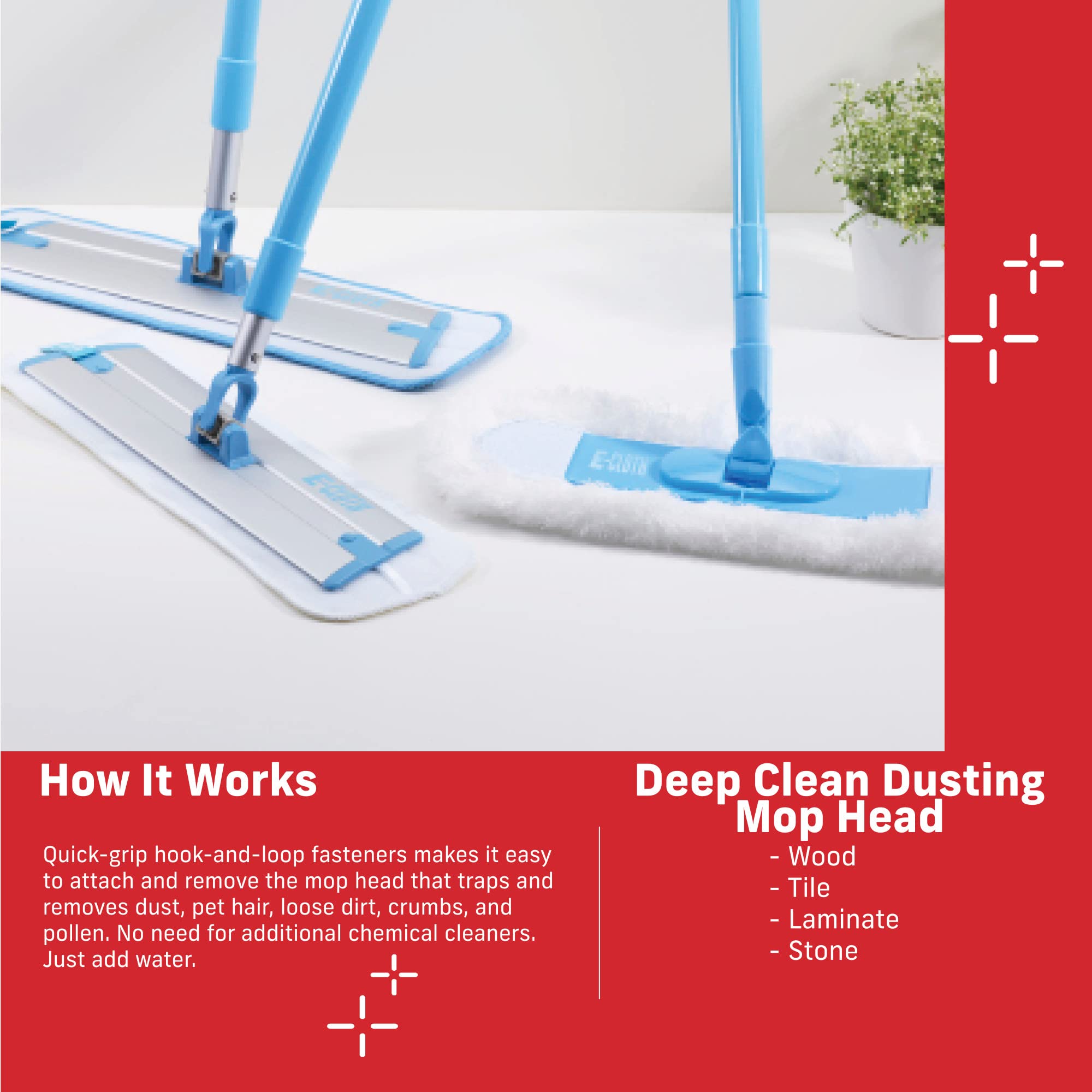 E-Cloth Deep Clean Mop Dusting Head - Reusable Microfiber Dust Mop Replacement Pads for Floor Cleaning (1 Pack, 100 Wash Guarantee) - Perfect for Hardwood, Tile & Laminate Floors