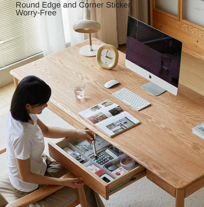 Solid Oak Wood Office Desk - 60 Inch Long Executive Workstation for Home & Business Use | Durable & Stylish Writing Table for Study, Work, or Conference Room