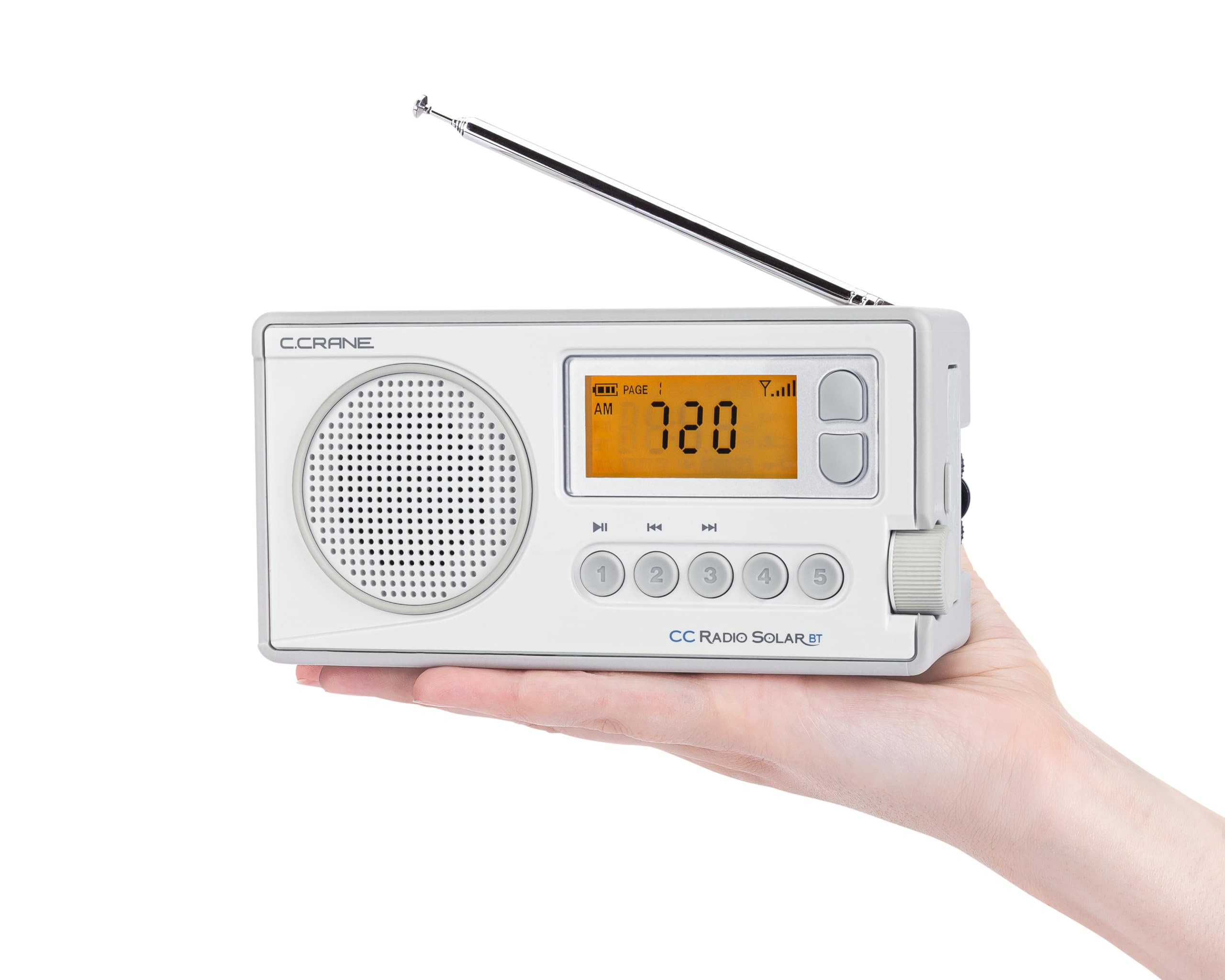 C. Crane CCRadio Solar with Bluetooth, Emergency Crank NOAA Weather AM/FM Radio - Multi-Powered with LED Flashlight & Cellphone Charger - Perfect for Camping, Emergencies & Power Outages