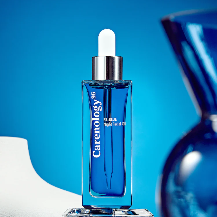 Carenology95 RE:BLUE Night Facial Oil - 15ml & 50ml Sizes - Hydrating & Anti-Aging Face Oil for Dry Skin - Perfect for Nighttime Skincare Routine & Glow Boosting