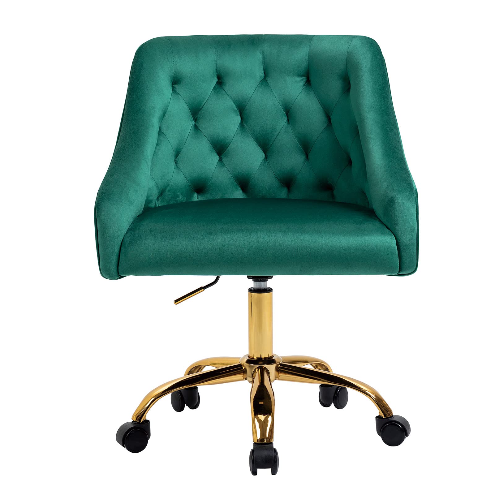 SSLine Velvet Home Office Chair - 360° Swivel Adjustable Desk Chair with Upholstered Seat | Modern Accent Armchair for Office, Living Room & Bedroom (Green) | Perfect for Work from Home, Gaming & Study Spaces