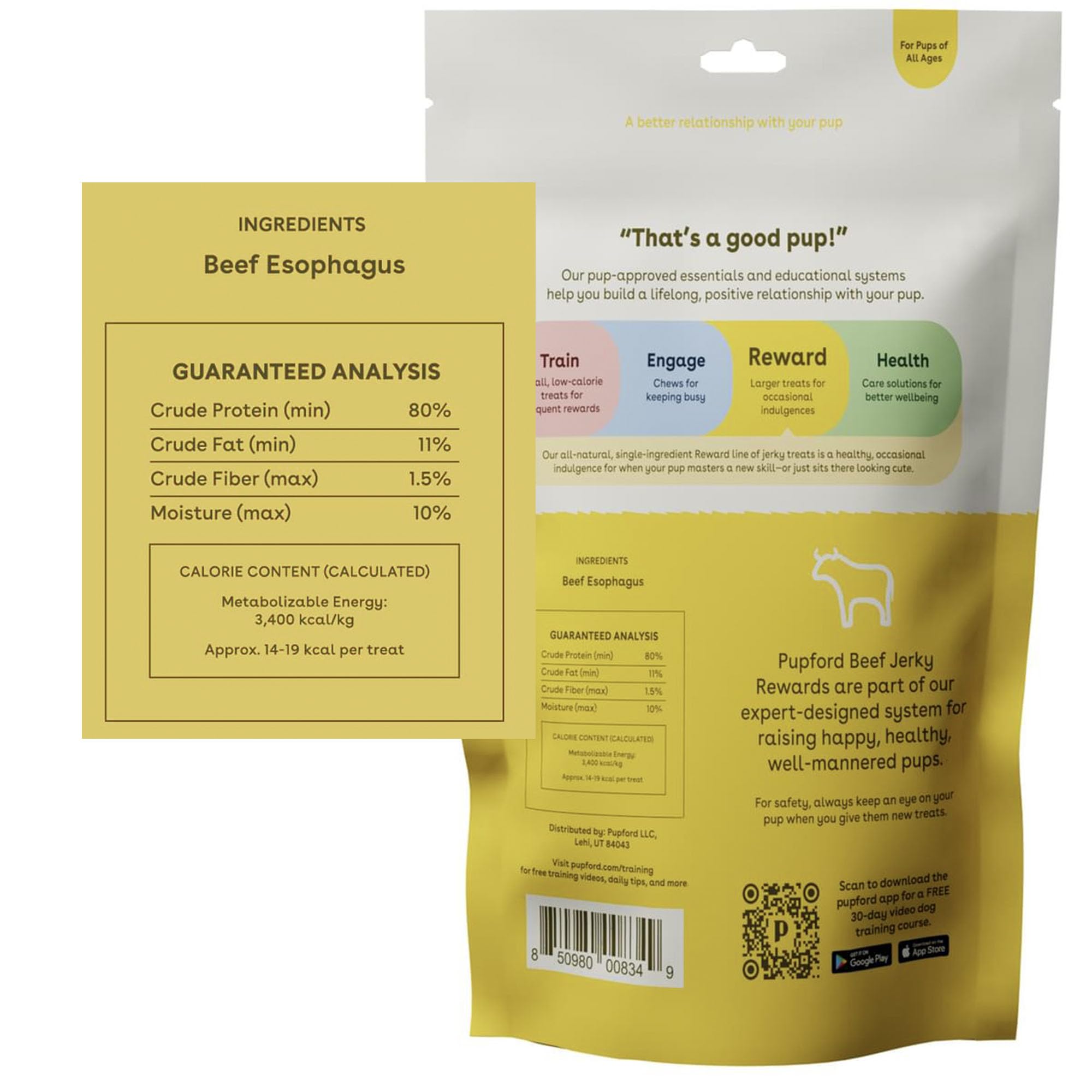 Premium Pupford Beef Jerky Dog Treats for All Breeds & Ages | 100% Real USA-Made Meat, No Fillers | High-Protein Training & Reward Snacks for Small & Large Dogs (8oz) - Perfect for Travel, Training & Daily Treats